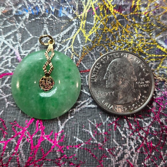 Elegant Jade "Fu" Pendant with Gold Bale – Lucky Charm Necklace 🍀 - Picture 11 of 11